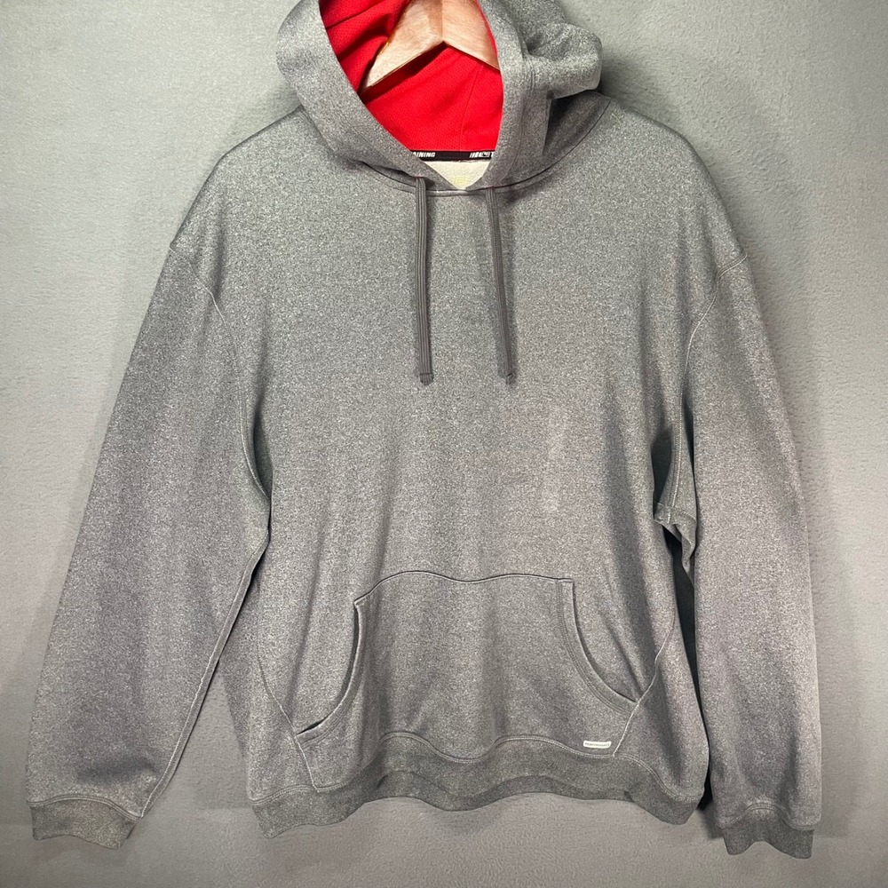 Tek Gear Hoodie Mens XL‎ Gray Performance Fleece Pullover Training